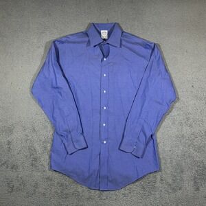 Brooks Brothers Mens Blue The Original Polo Shirt Slim Fit Button 15.5-34 #1850